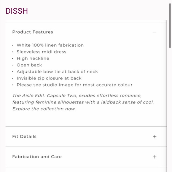 DISSH AISLE WHITE LINEN HIGH NECK DRESS size 6 medium bride bridal wedding maxi - Picture 7 of 11